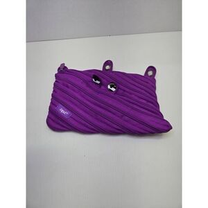 ZIPIT Purple Monster Pencil Case with Teeth Design and‎ Diagonal Zipper Pattern